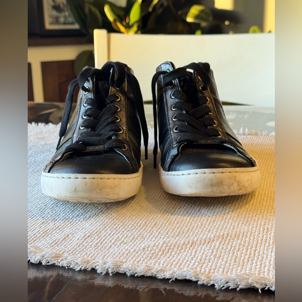 Saint + Sofia Black Leather High Top Sneakers | Size 10